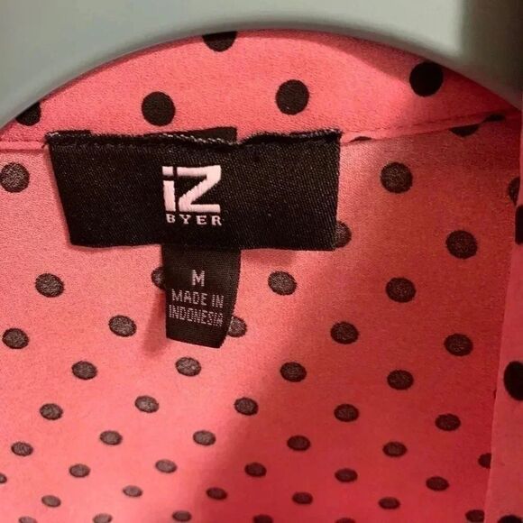 Pink & Black Polka Dot V-Neck 3/4 Sleeve Top #014 - Picture 4 of 4
